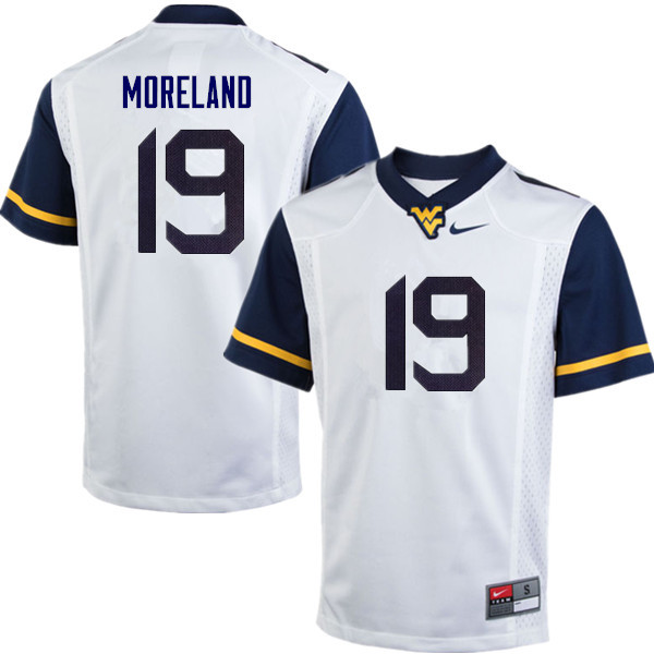 NCAA Men's Barry Moreland West Virginia Mountaineers White #19 Nike Stitched Football College Authentic Jersey RV23C54JJ